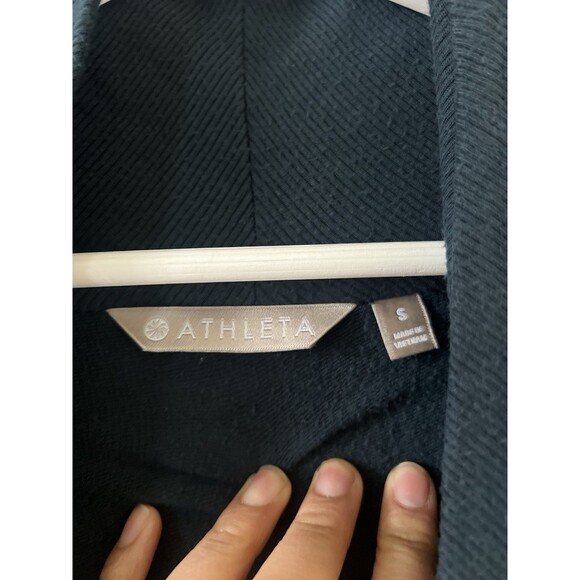 Athleta Open Front Cardigan Magnetic Clasp Navy Blue S Sweater Keyhole Sleeve - Picture 7 of 10